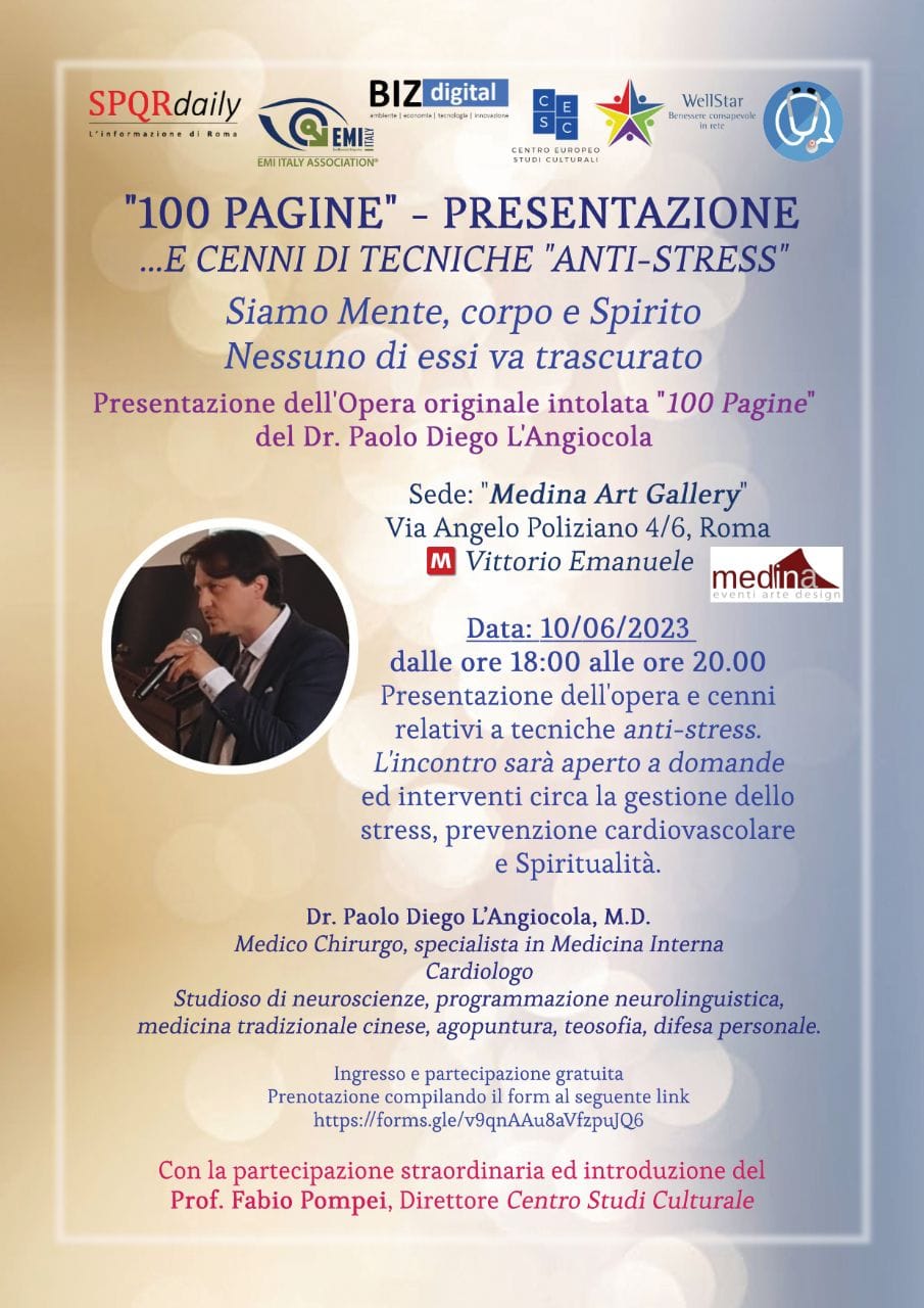 Presentazione del manoscritto 100 pagine di Paolo Diego L’Angiocola